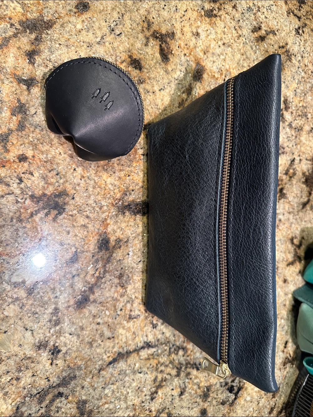 Set of 2 Portland Leather Goods littles. NWOT, black leather